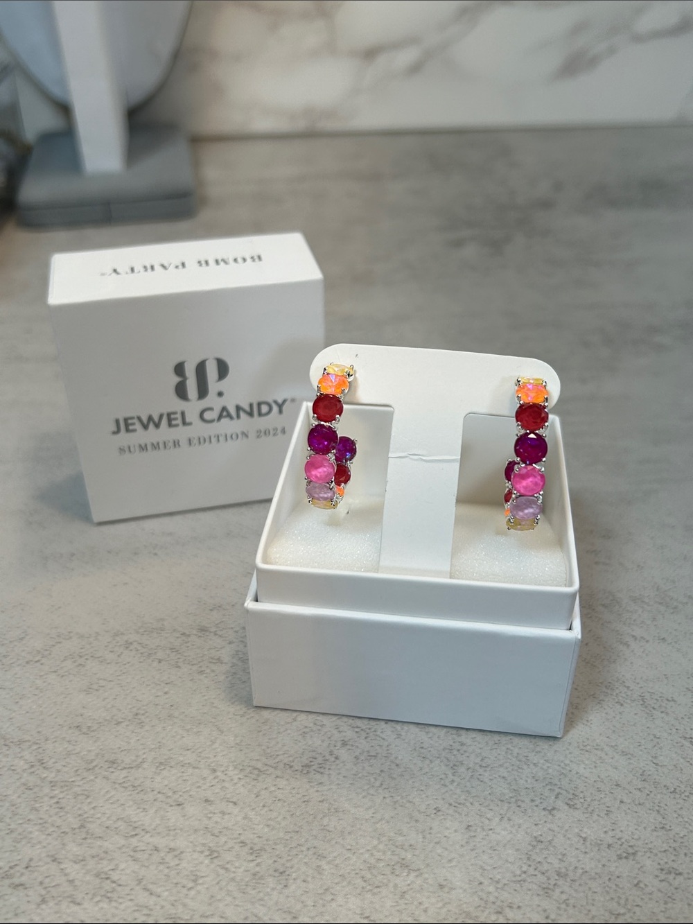 Jewel Candy Multicolor Crystal Hoop Earrings - Women Jewelry